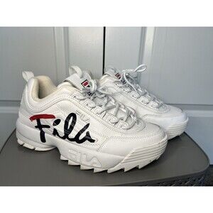 Fila Disruptor II Script White Women’s Size 10 Leather Shoes FM00403-125